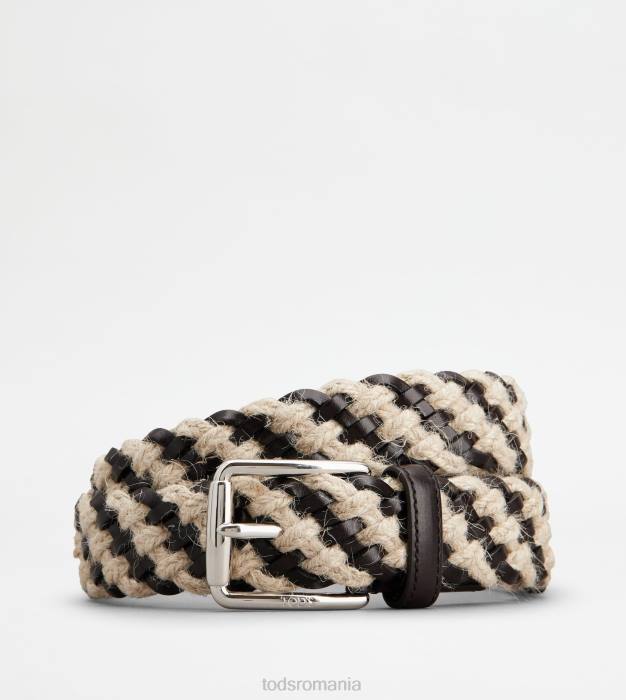 centura din piele si iuta bărbați Tod's 080D938 maro/alb murdar