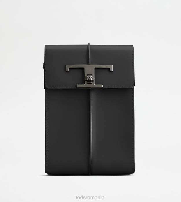 t geantă atemporală pentru telefon din piele bărbați Tod's 080D1043 negru