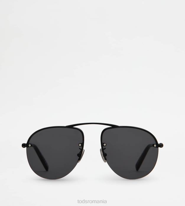 ochelari de soare pilot cu tampla din piele bărbați Tod's 080D1081 negru