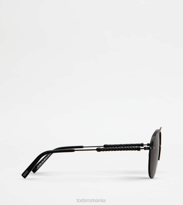 ochelari de soare pilot cu tampla din piele bărbați Tod's 080D1081 negru