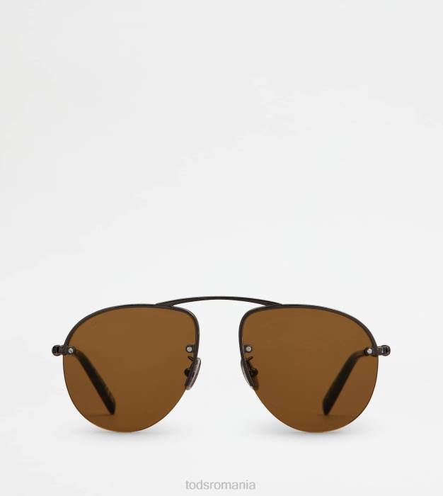 ochelari de soare pilot cu tampla din piele bărbați Tod's 080D1082 gri