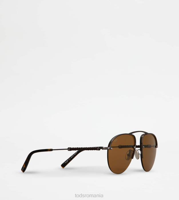 ochelari de soare pilot cu tampla din piele bărbați Tod's 080D1082 gri
