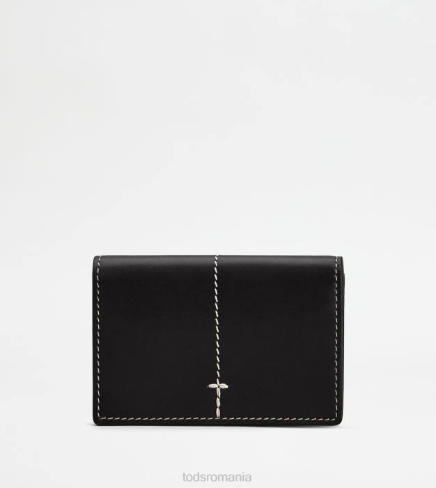 suport carti de vizita din piele bărbați Tod's 080D1026 negru