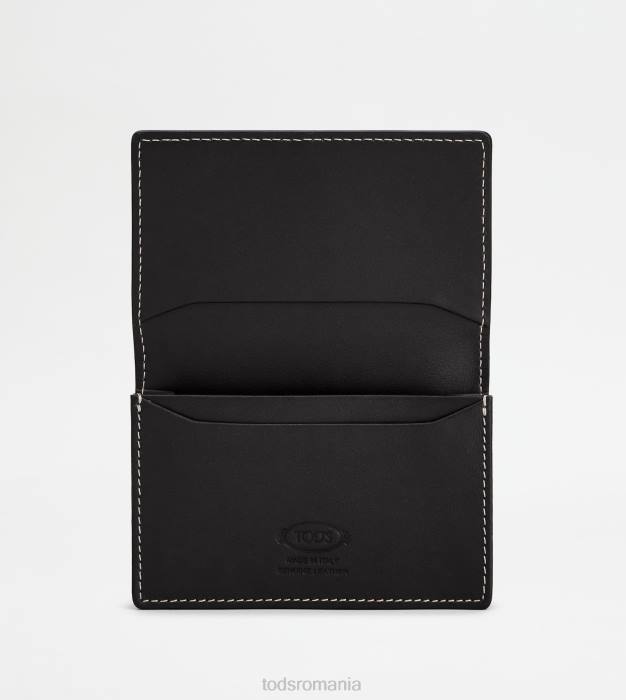 suport carti de vizita din piele bărbați Tod's 080D1026 negru