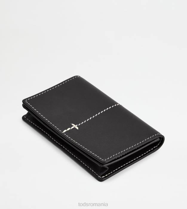 suport carti de vizita din piele bărbați Tod's 080D1026 negru