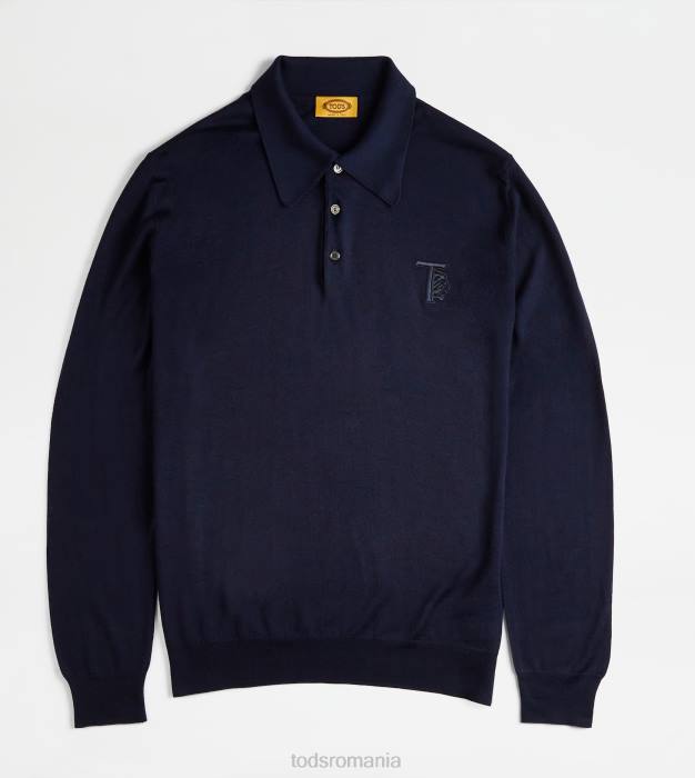 tricou polo din amestec de cașmir bărbați Tod's 080D1104 albastru