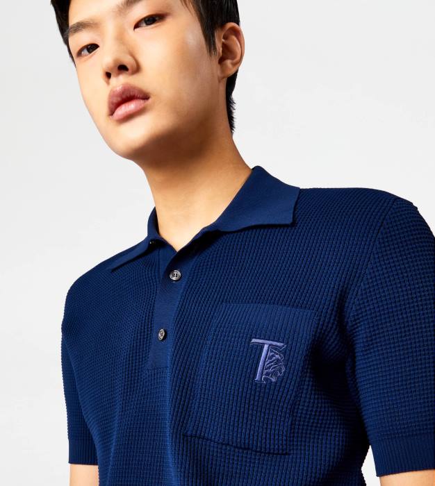 tricou polo din tricot bărbați Tod's 080D1119 albastru