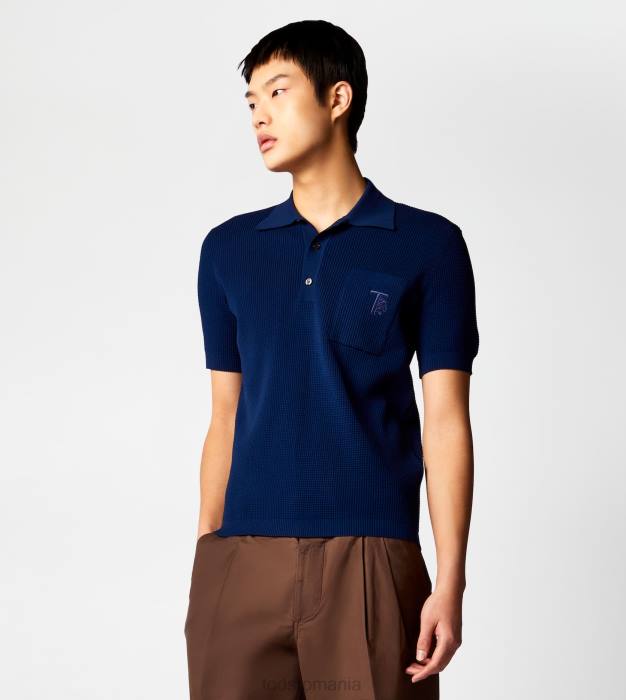 tricou polo din tricot bărbați Tod's 080D1119 albastru