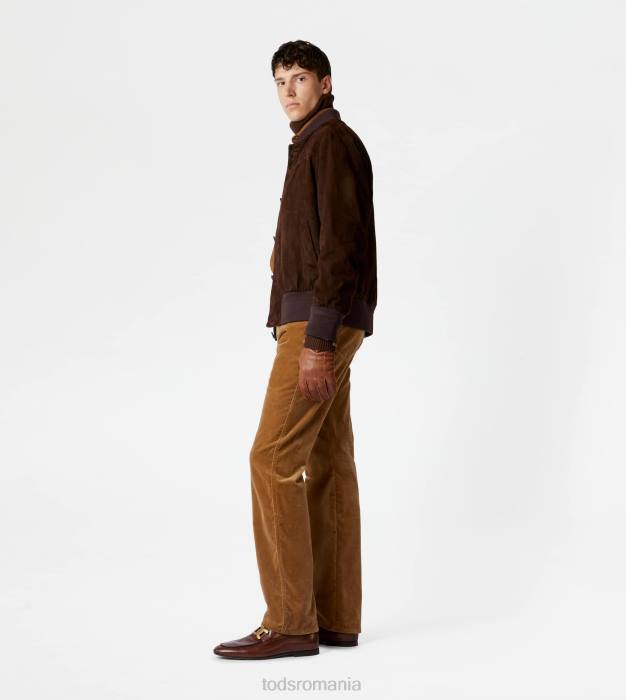 jacheta bomber din piele intoarsa bărbați Tod's 080D1096 maro