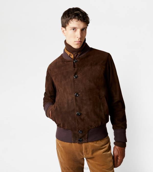 jacheta bomber din piele intoarsa bărbați Tod's 080D1096 maro