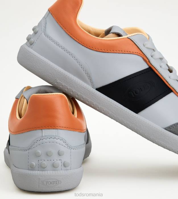 adidași cu tabs din piele bărbați Tod's 080D842 alb/negru/portocaliu