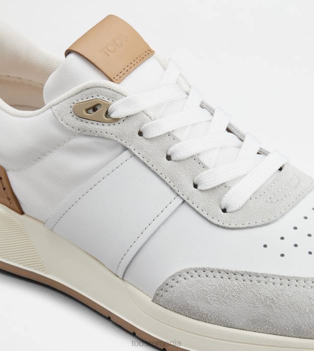 adidași din piele și material tehnic bărbați Tod's 080D875 alb