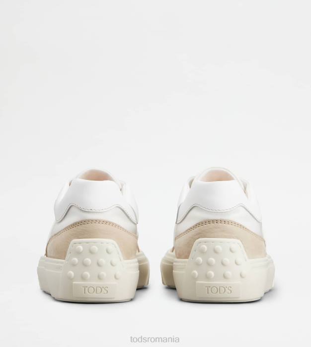 adidași din piele și material textil bărbați Tod's 080D1136 bej/alb
