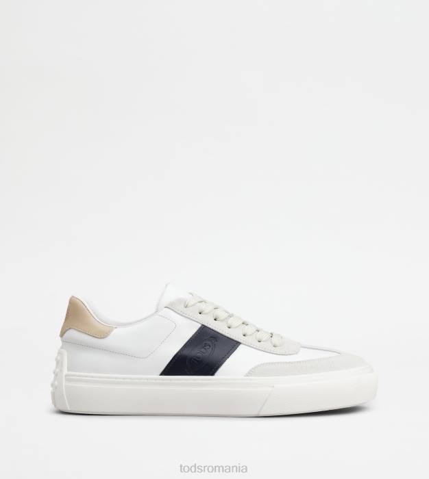 adidași din piele netedă și piele de căprioară bărbați Tod's 080D850 alb/albastru/bej