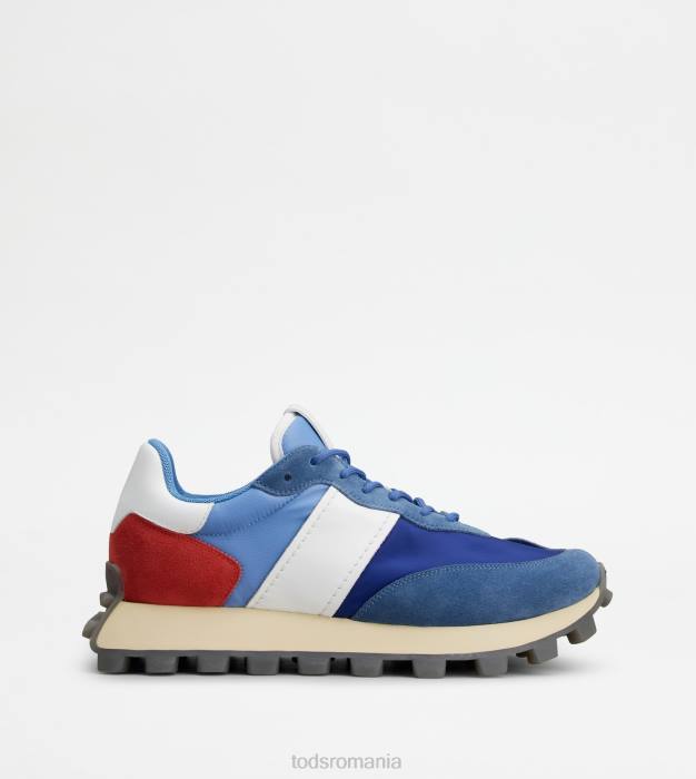 adidasi 1t din piele intoarsa si stofa bărbați Tod's 080D838 albastru/alb/rosu