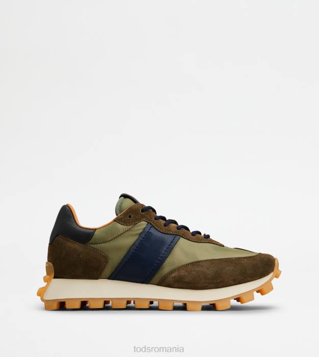 adidasi 1t din piele intoarsa si stofa bărbați Tod's 080D873 verde/maro/albastru