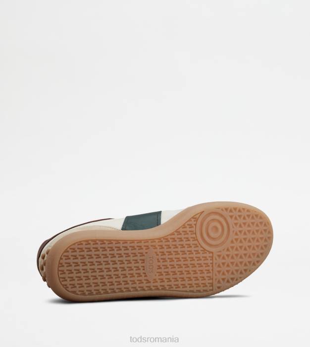 adidasi cu tabs din piele intoarsa bărbați Tod's 080D840 alb/maro/verde