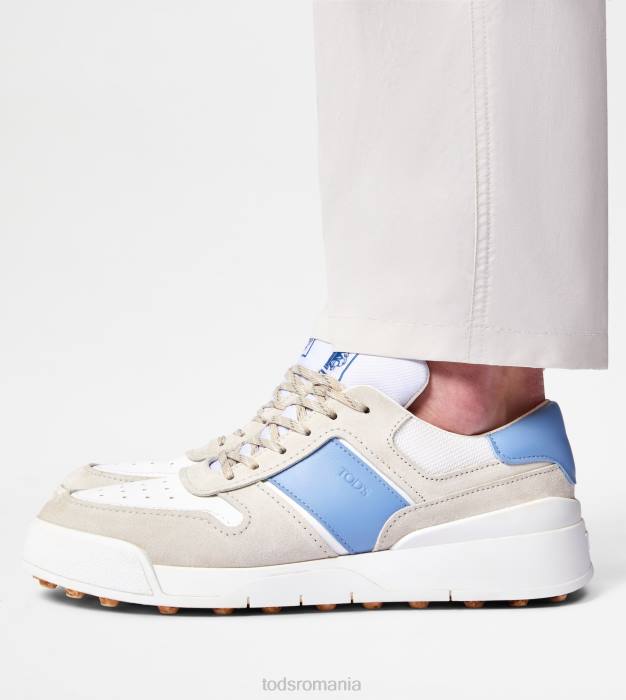 adidasi din piele intoarsa si piele neteda bărbați Tod's 080D880 alb/albastru
