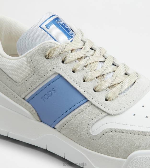 adidasi din piele intoarsa si piele neteda bărbați Tod's 080D880 alb/albastru