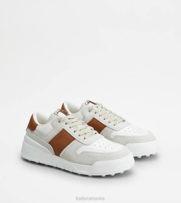 adidasi din piele intoarsa si piele neteda bărbați Tod's 080D881 alb/maro
