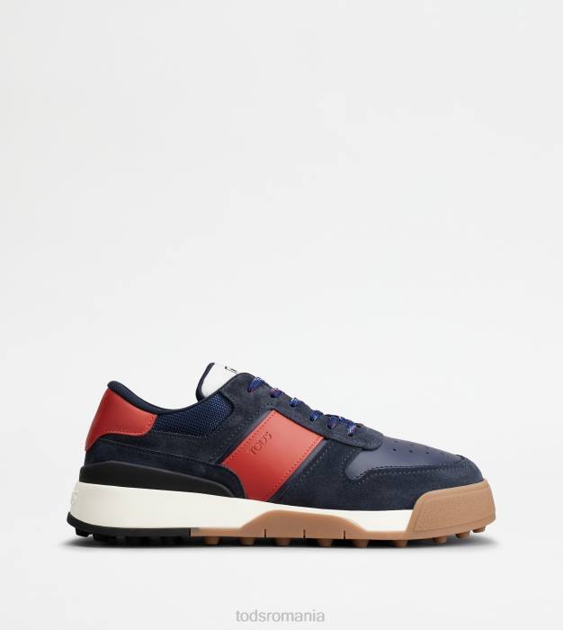 adidasi din piele intoarsa si piele neteda bărbați Tod's 080D883 albastru rosu