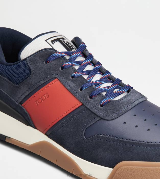 adidasi din piele intoarsa si piele neteda bărbați Tod's 080D883 albastru rosu