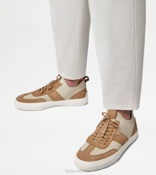 adidasi din stofa si piele intoarsa bărbați Tod's 080D852 bej/alb aproape