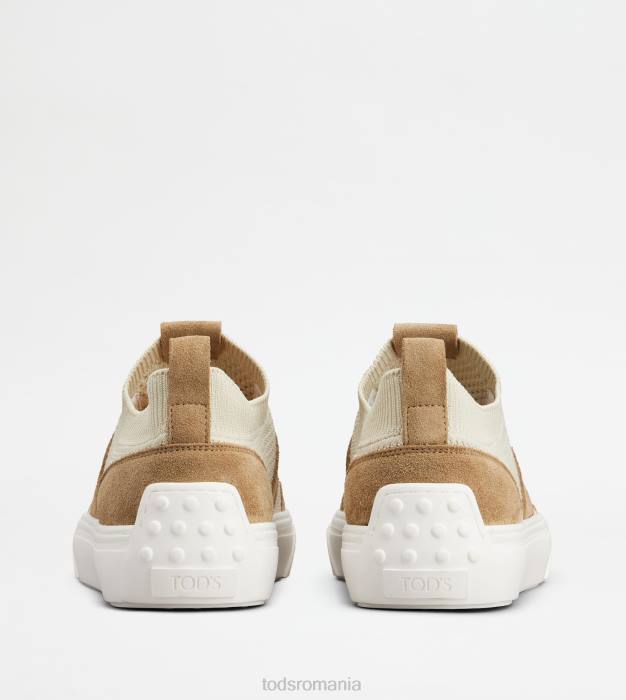 adidasi din stofa si piele intoarsa bărbați Tod's 080D852 bej/alb aproape