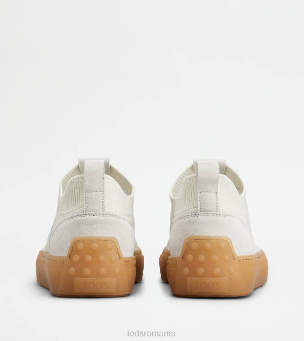 adidasi din stofa si piele intoarsa bărbați Tod's 080D855 alb