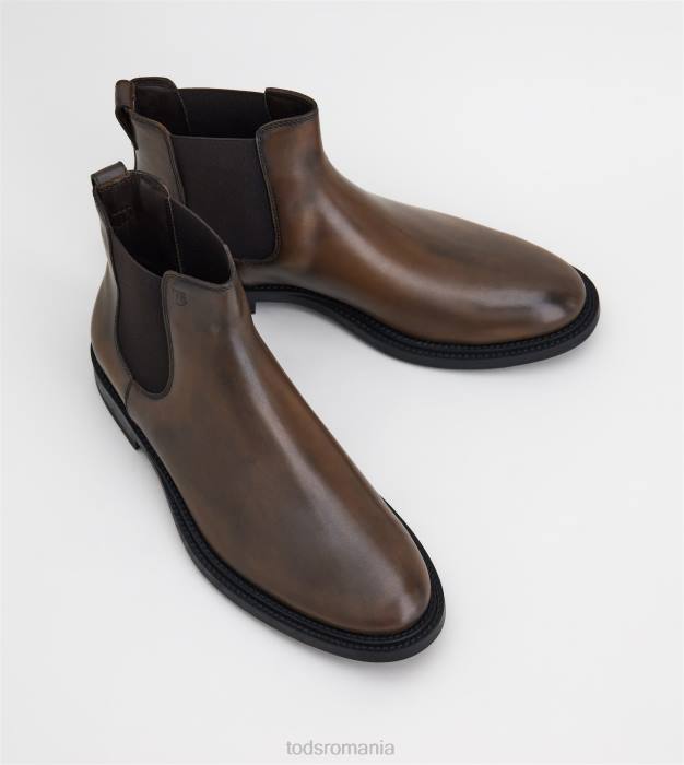 botine din piele bărbați Tod's 080D807 maro