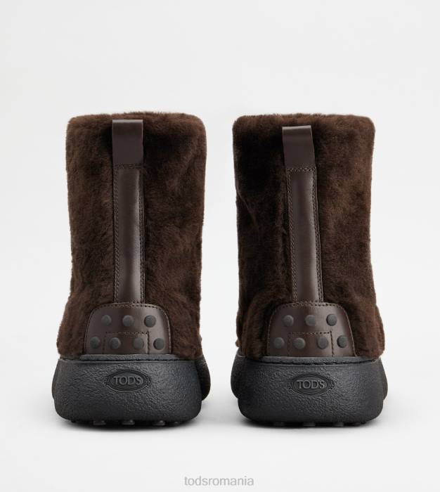 w. g. botine cu șireturi din piele de oaie bărbați Tod's 080D814 maro