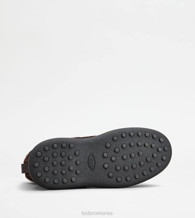 w. g. botine cu șireturi din piele de oaie bărbați Tod's 080D814 maro