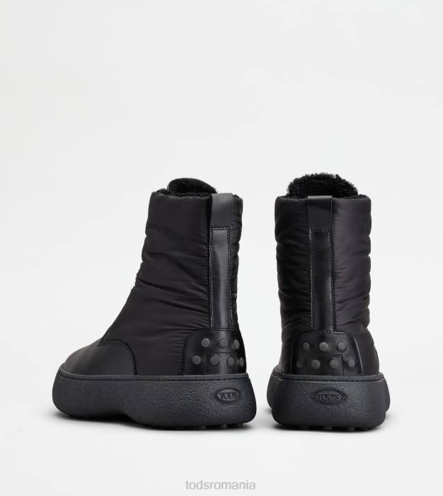 w. g. botine cu șireturi din piele și material textil bărbați Tod's 080D801 negru