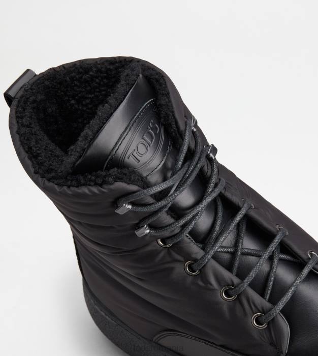 w. g. botine cu șireturi din piele și material textil bărbați Tod's 080D801 negru