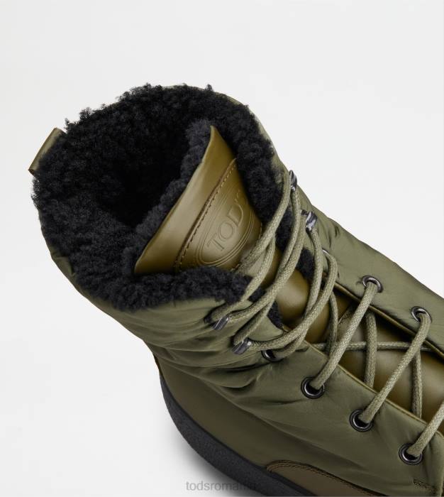 w. g. botine cu șireturi din piele și material textil bărbați Tod's 080D802 verde