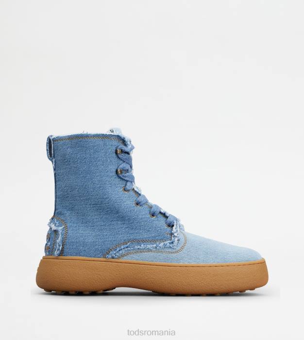 w. g. botine cu siret din denim bărbați Tod's 080D799 albastru deschis