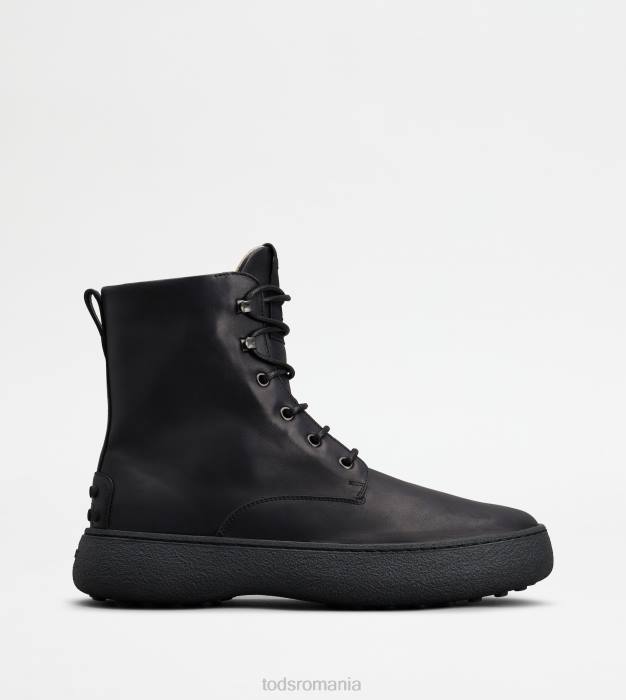 w. g. botine cu siret din piele bărbați Tod's 080D798 negru