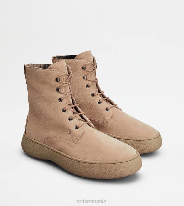 w. g. botine cu siret din piele intoarsa bărbați Tod's 080D792 bej