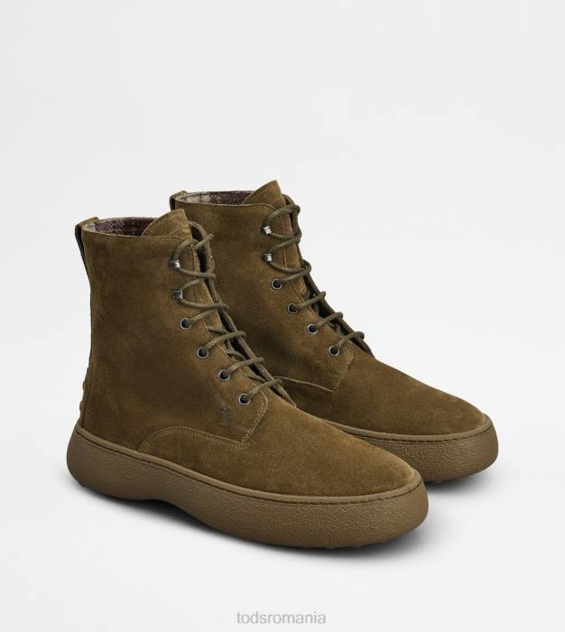 w. g. botine cu siret din piele intoarsa bărbați Tod's 080D794 verde