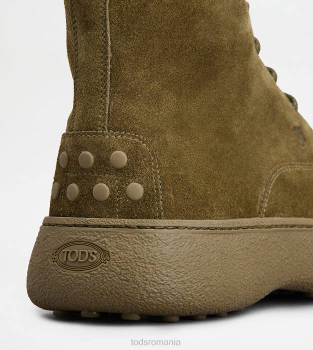 w. g. botine cu siret din piele intoarsa bărbați Tod's 080D794 verde