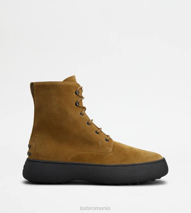 w. g. botine cu siret din piele intoarsa bărbați Tod's 080D795 maro