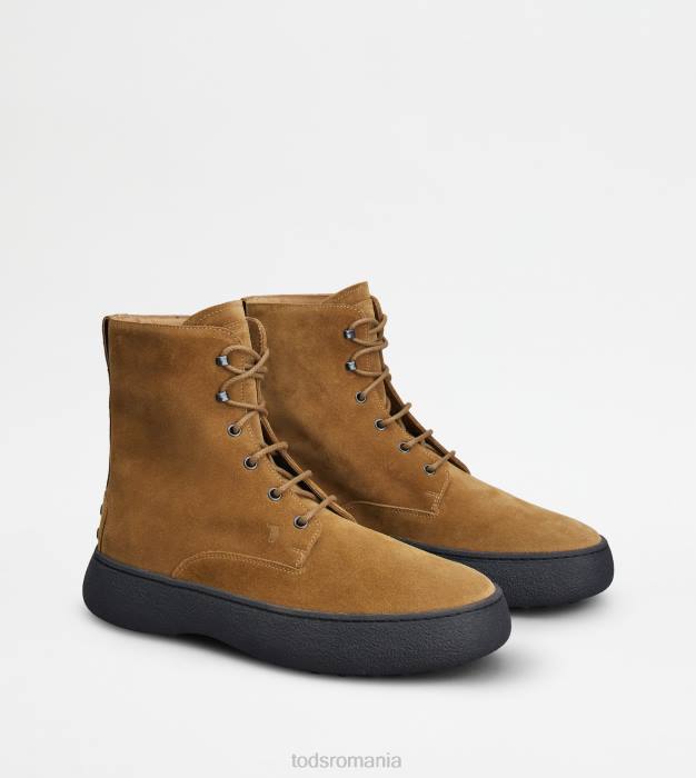 w. g. botine cu siret din piele intoarsa bărbați Tod's 080D795 maro