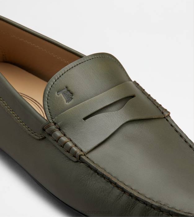 pantofi de conducere city gommino din piele bărbați Tod's 080D772 verde