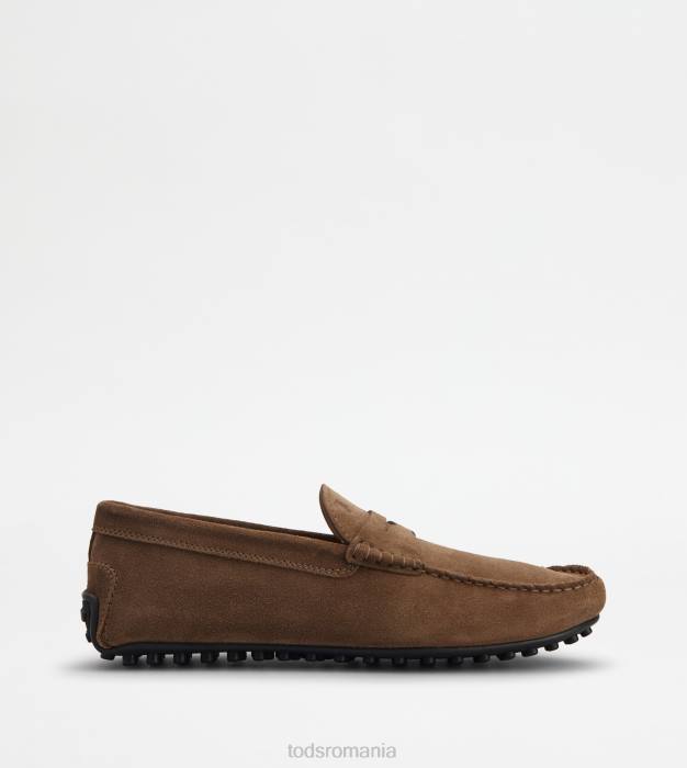 pantofi de conducere city gommino din piele intoarsa bărbați Tod's 080D694 maro