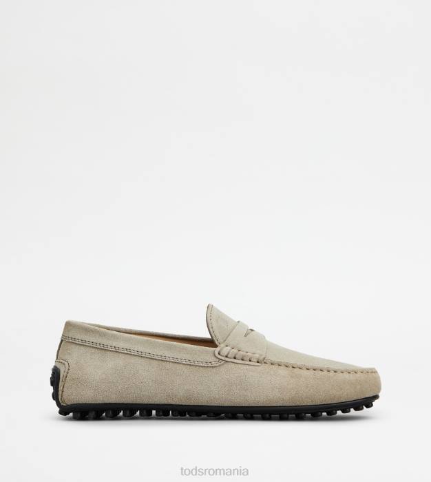 pantofi de conducere city gommino din piele intoarsa bărbați Tod's 080D753 bej