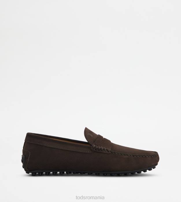 pantofi de conducere city gommino din piele intoarsa bărbați Tod's 080D755 maro