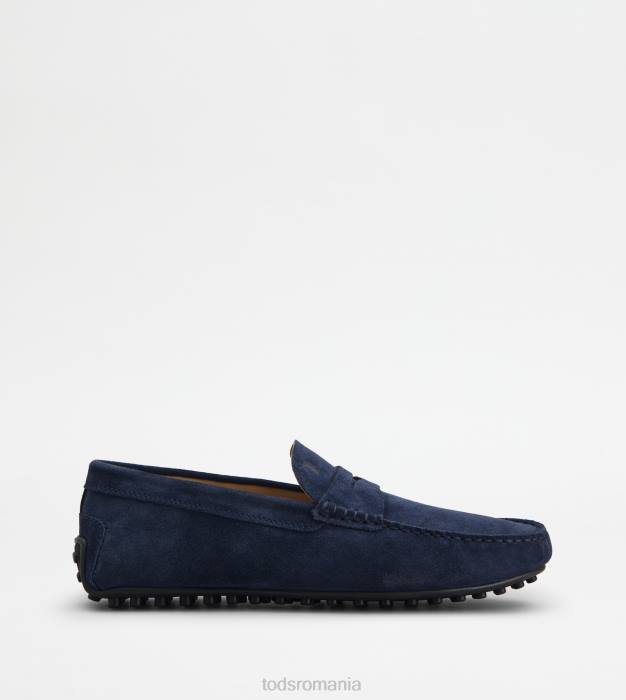 pantofi de conducere city gommino din piele intoarsa bărbați Tod's 080D756 albastru