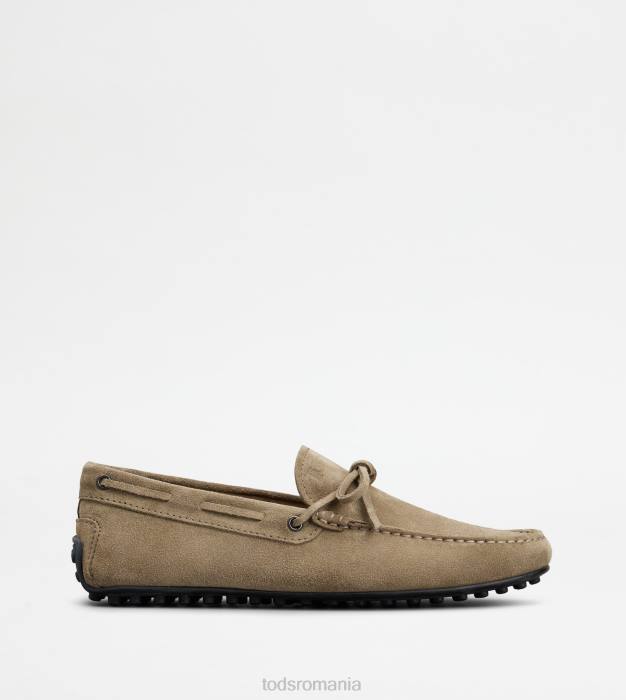 pantofi de conducere city gommino din piele intoarsa bărbați Tod's 080D759 bej
