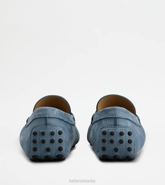 pantofi gommino din nubuc bărbați Tod's 080D723 albastru deschis