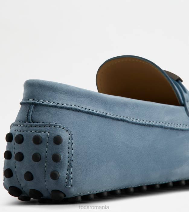 pantofi gommino din nubuc bărbați Tod's 080D723 albastru deschis